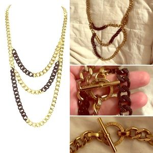 Michael Kors Gold and Black Pave necklace